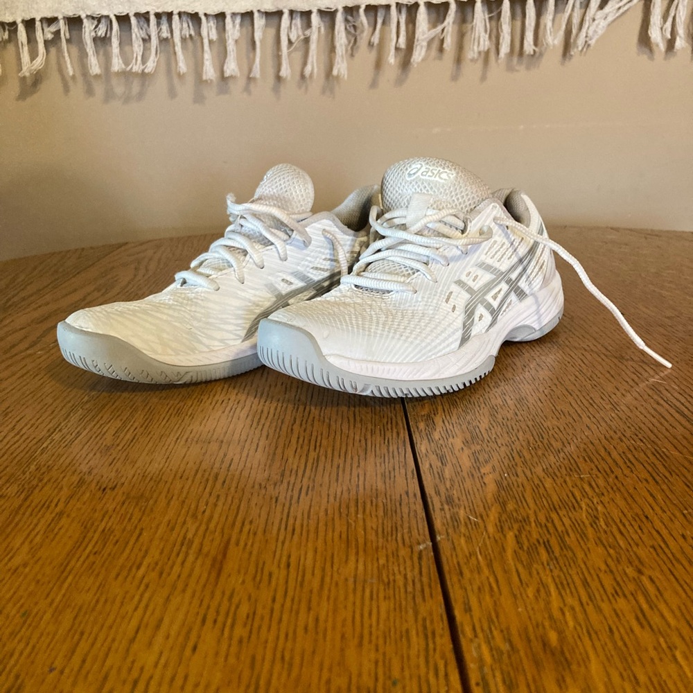 Asics White and Gray Running or Volleyball Shoes